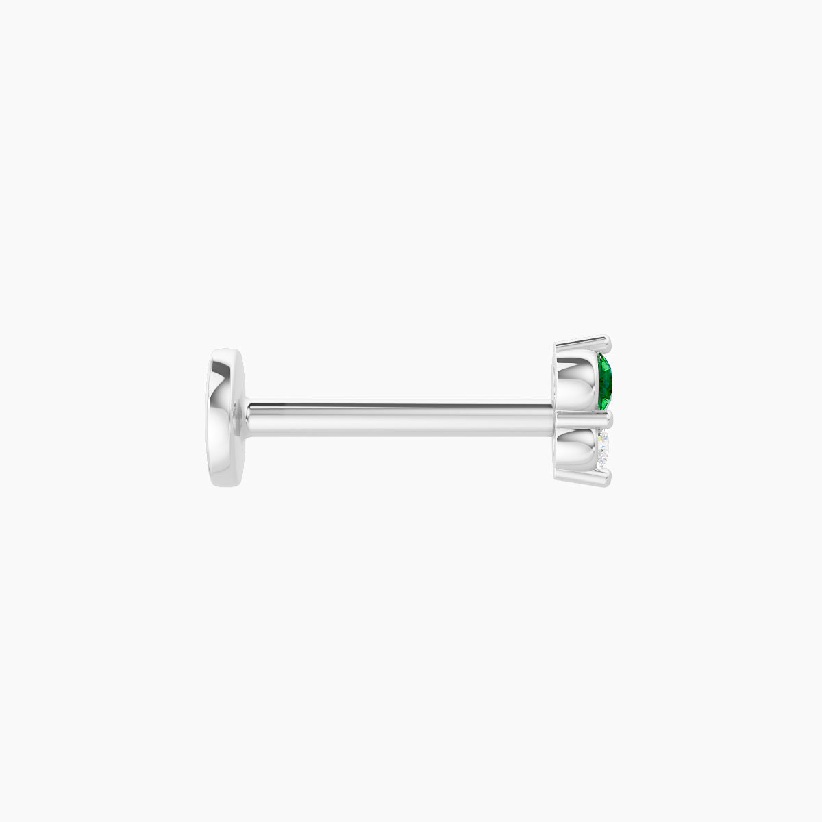 Laetitia | 18k White Gold 8 mm 4 mm Emerald & Diamond Nose Piercing