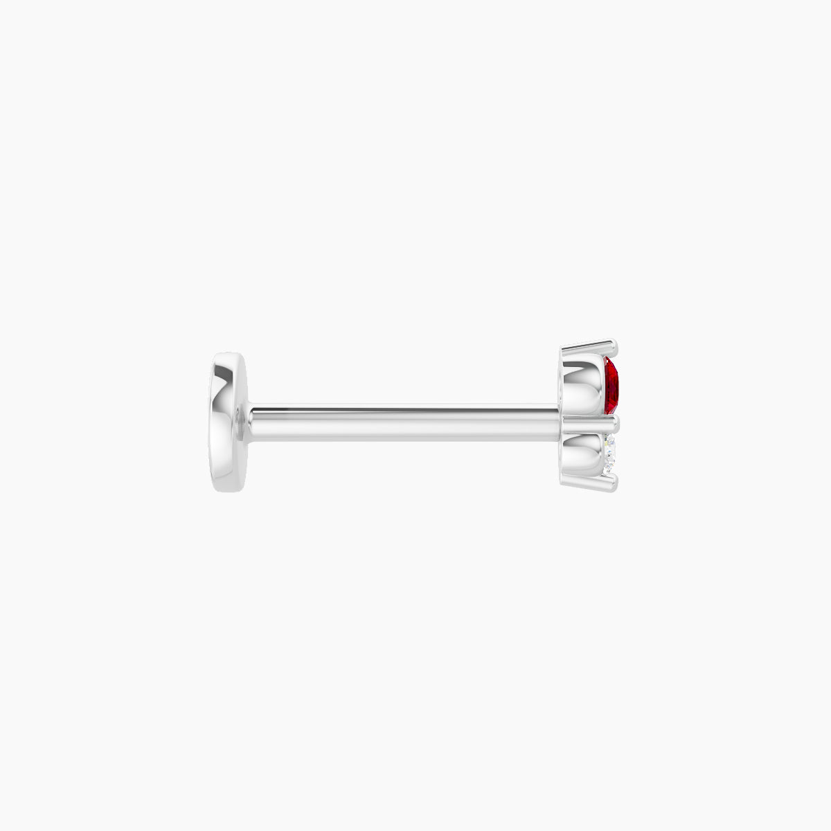 Laetitia | 18k White Gold 8 mm 4 mm Ruby & Diamond Nose Piercing