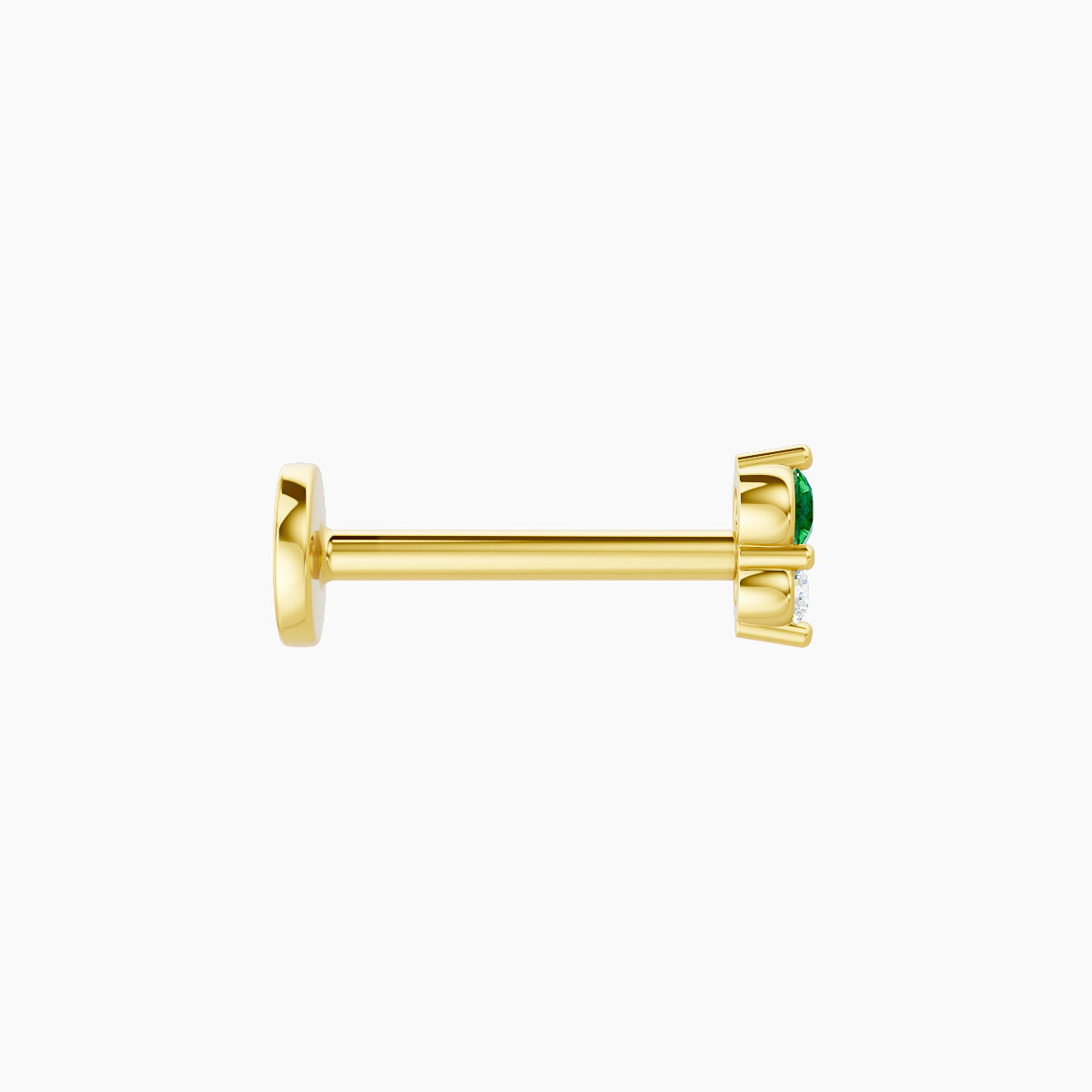 Laetitia | 18k Yellow Gold 8 mm 4 mm Emerald & Diamond Nose Piercing