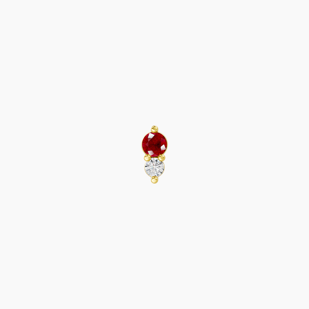 Laetitia | 18k Yellow Gold 8 mm 4 mm Ruby & Diamond Nose Piercing