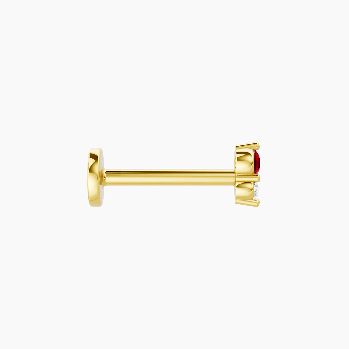 Laetitia | 18k Yellow Gold 8 mm 4 mm Ruby & Diamond Nose Piercing