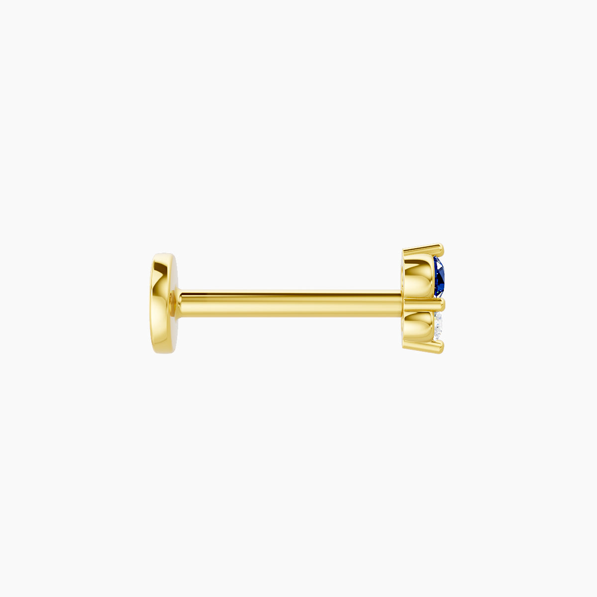 Laetitia | 18k Yellow Gold 8 mm 4 mm Sapphire & Diamond Nose Piercing
