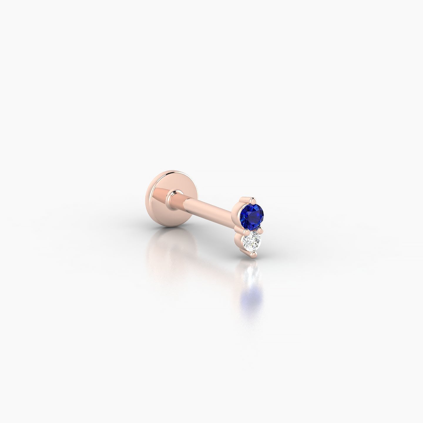 Laetitia | 18k Rose Gold 8 mm 4 mm Sapphire & Diamond Nose Piercing