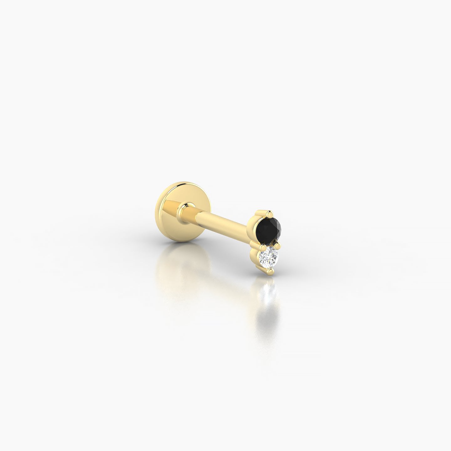 Laetitia | 18k Yellow Gold 8 mm 4 mm Black Diamond & Diamond Nose Piercing