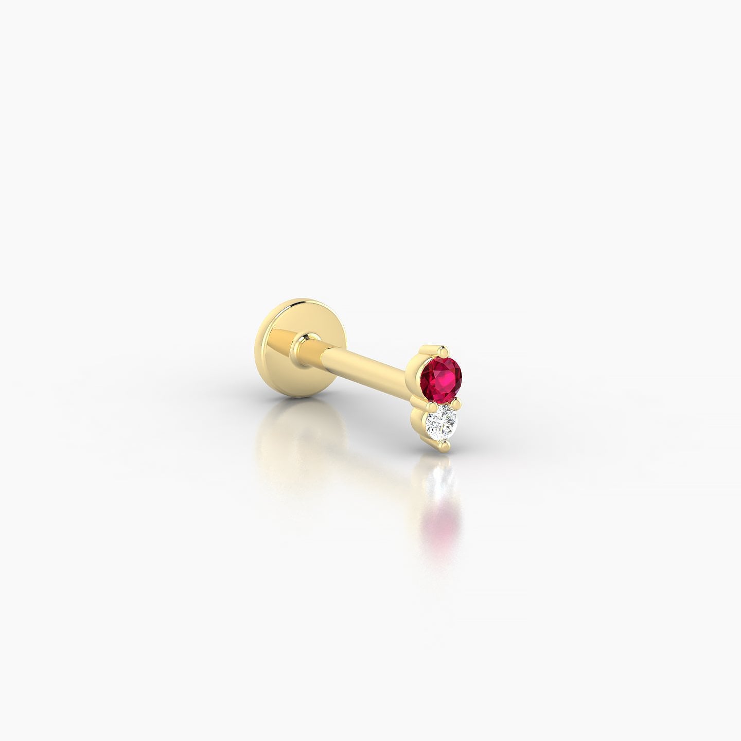 Laetitia | 18k Yellow Gold 8 mm 4 mm Ruby & Diamond Nose Piercing