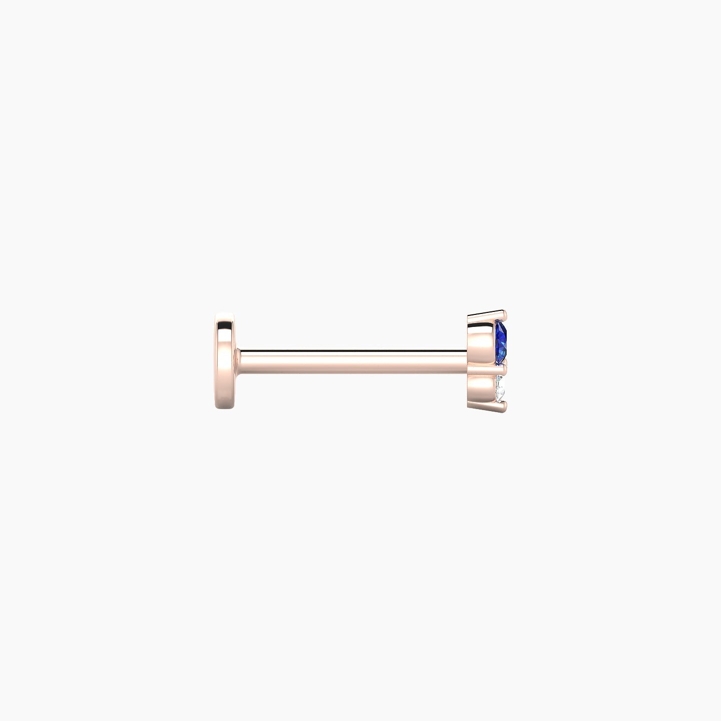 Laetitia | 18k Rose Gold 8 mm 4 mm Sapphire & Diamond Nose Piercing