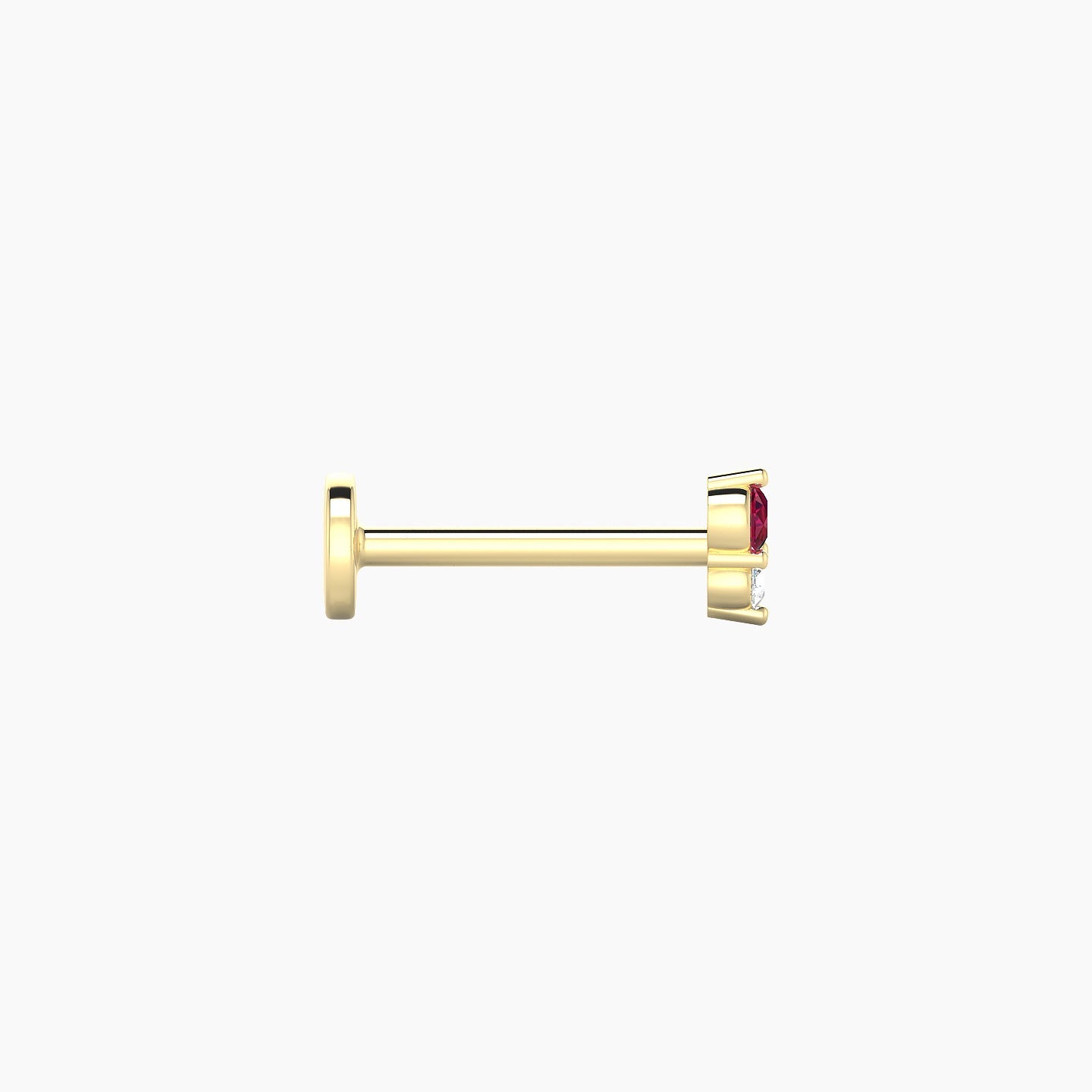 Laetitia | 18k Yellow Gold 8 mm 4 mm Ruby & Diamond Nose Piercing