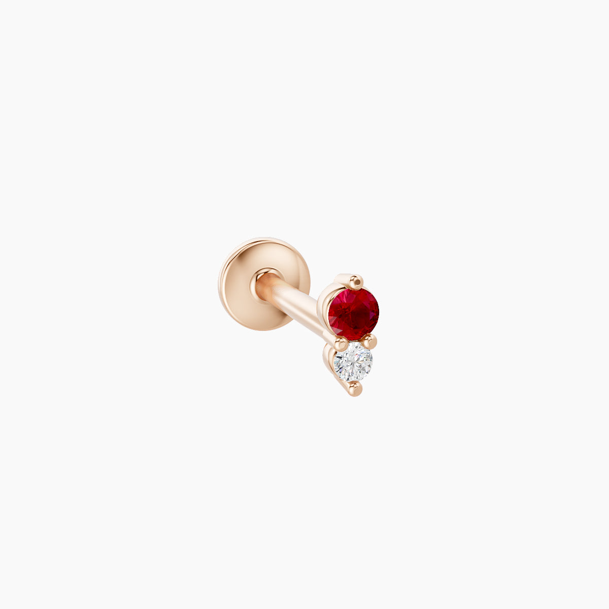 Laetitia | 18k Rose Gold 8 mm 4 mm Ruby & Diamond Piercing