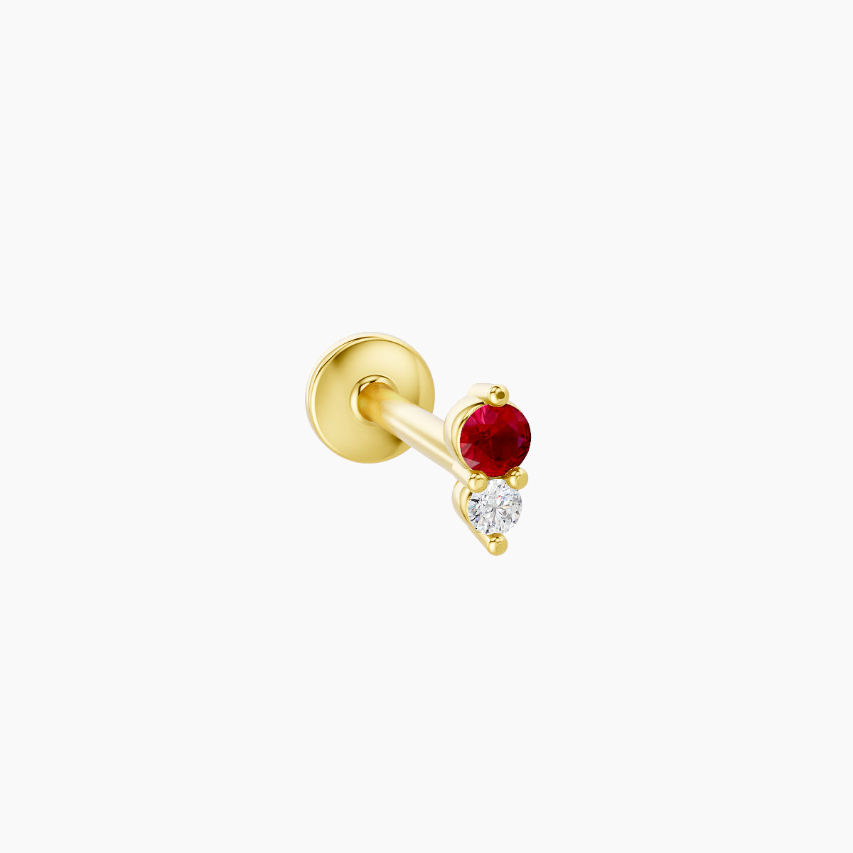 Laetitia | 18k Yellow Gold 8 mm 4 mm Ruby & Diamond Piercing
