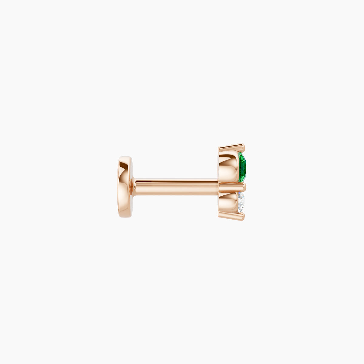 Laetitia | 18k Rose Gold 5 mm 4.5 mm Emerald & Diamond Nose Piercing