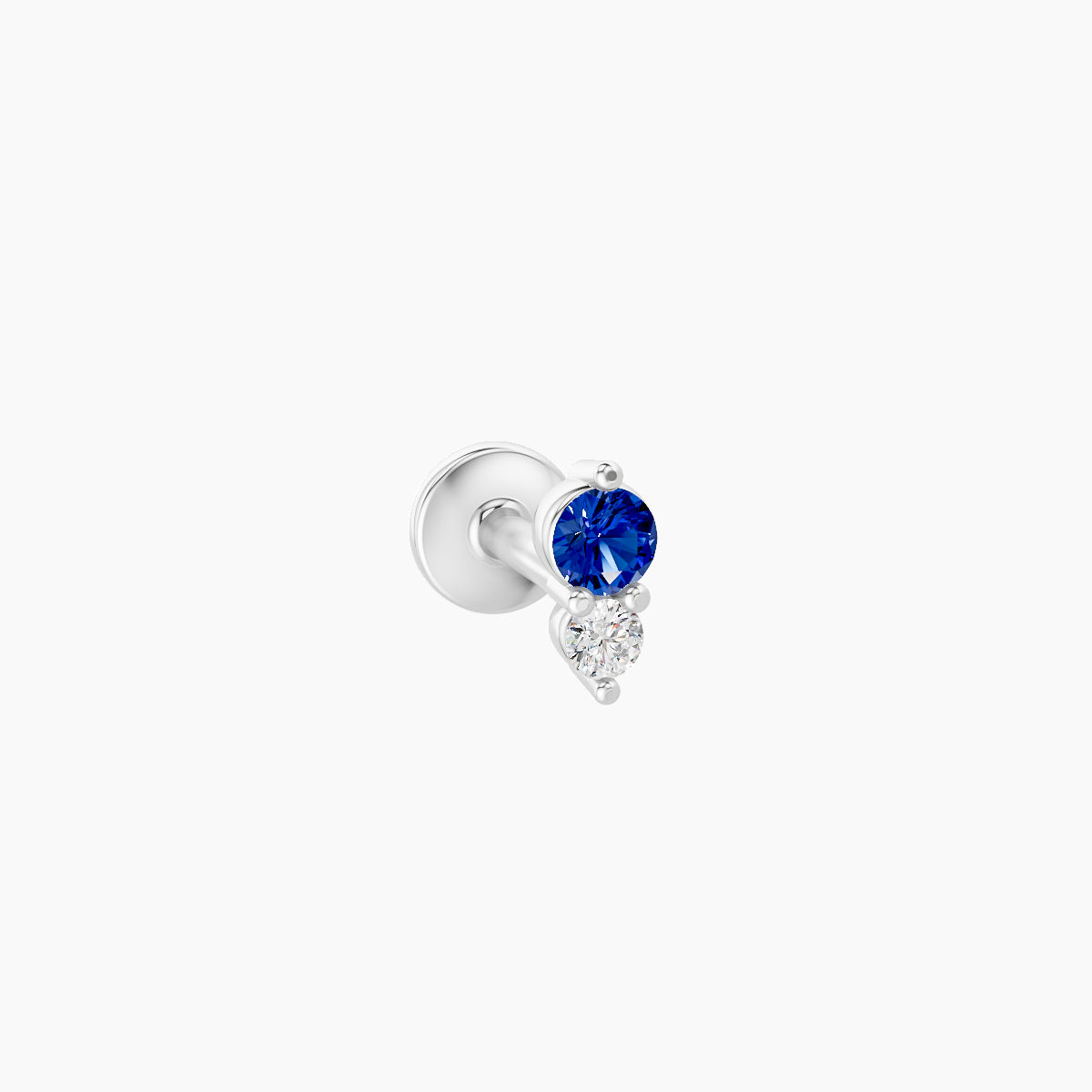 Laetitia | 18k White Gold 5 mm 4.5 mm Sapphire & Diamond Nose Piercing