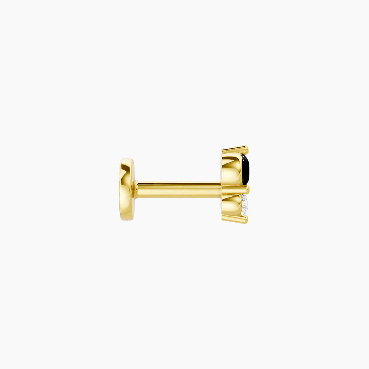 Laetitia | 18k Yellow Gold 5 mm 4.5 mm Black Diamond & Diamond Nose Piercing