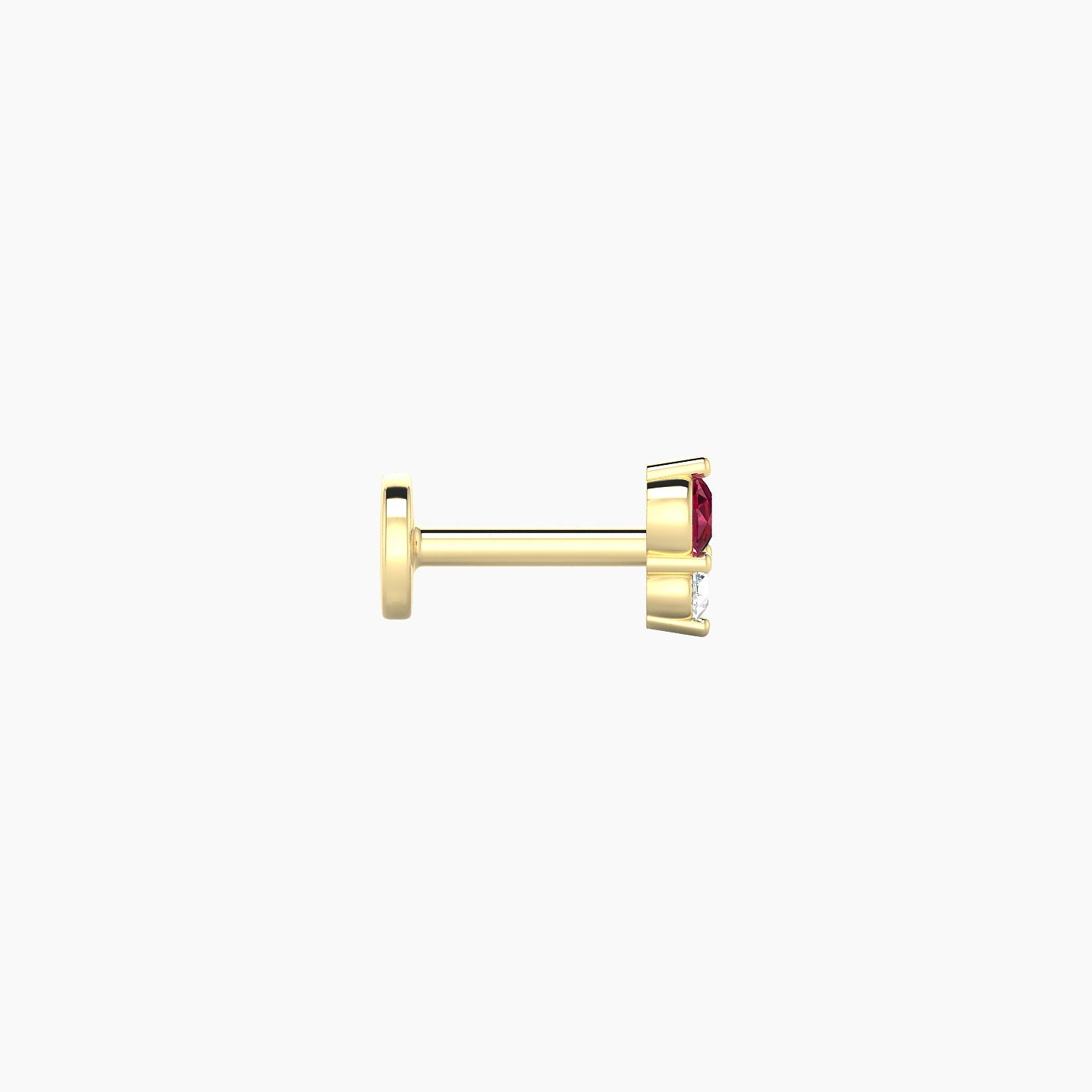 Laetitia | 18k Yellow Gold 5 mm 4.5 mm Ruby & Diamond Nose Piercing