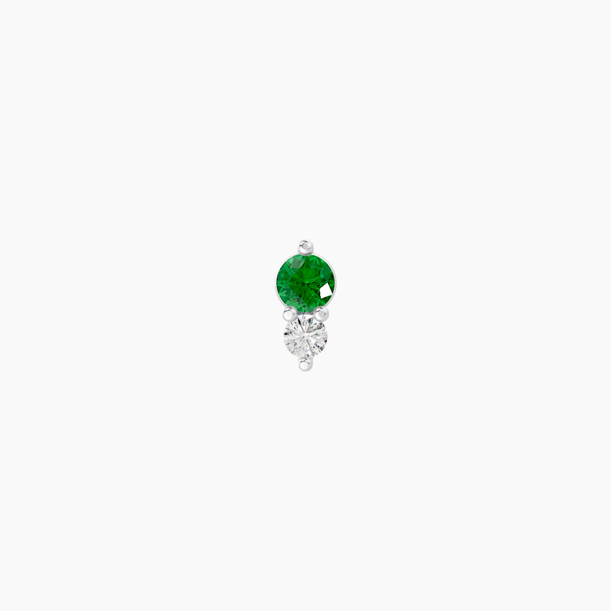 Laetitia | 18k White Gold 6.5 mm 4.5 mm Emerald & Diamond Nose Piercing