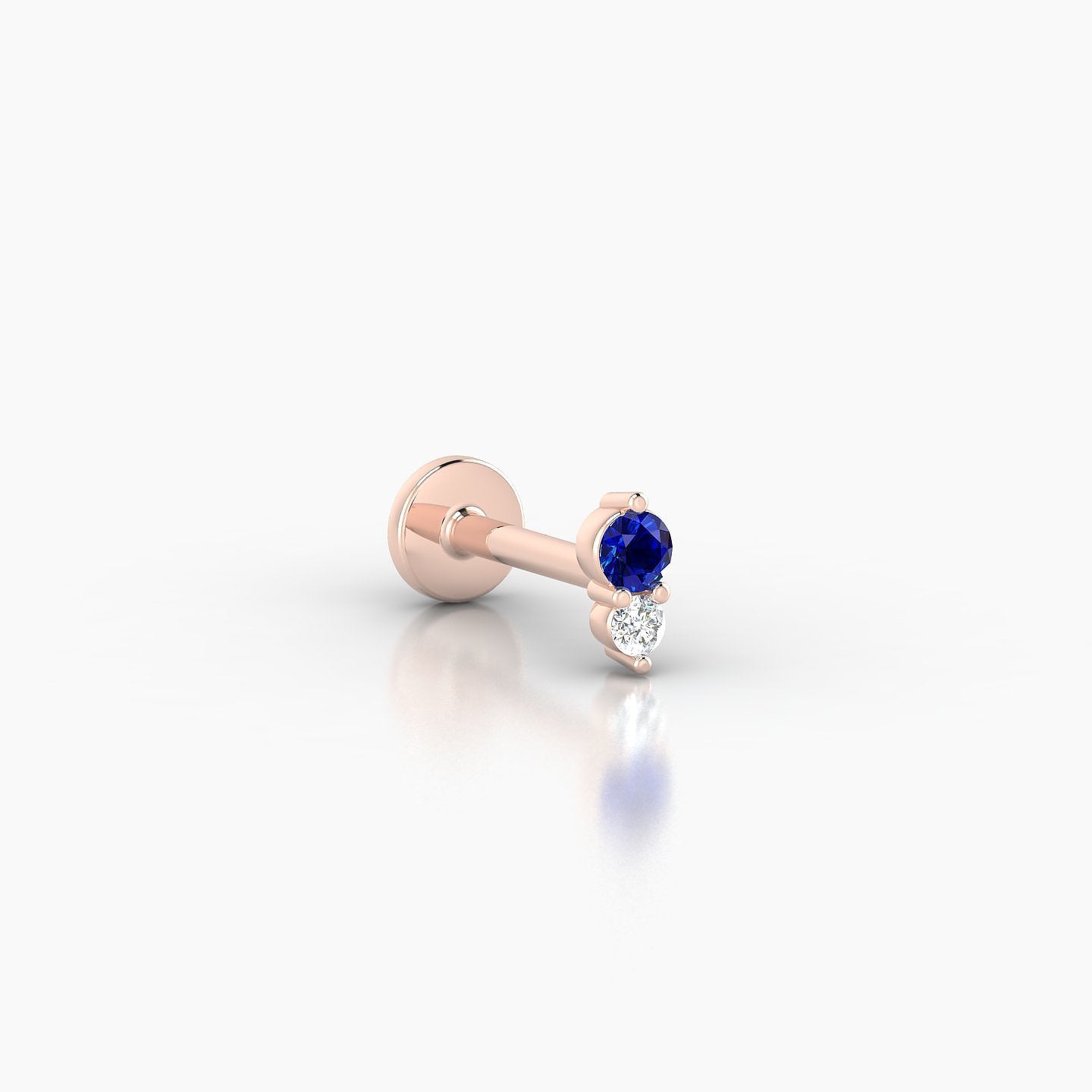 Laetitia | 18k Rose Gold 6.5 mm 4.5 mm Sapphire & Diamond Nose Piercing