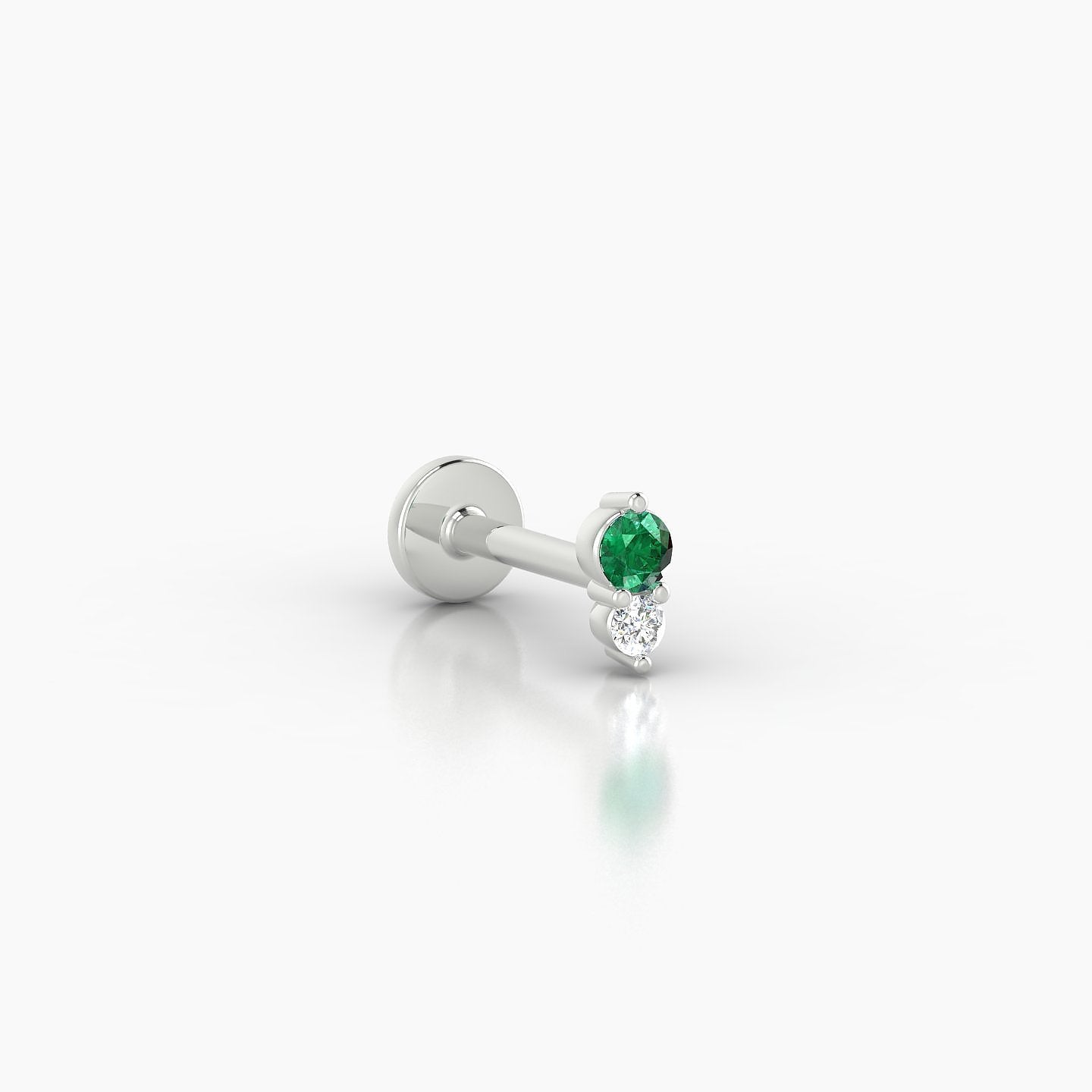 Laetitia | 18k White Gold 6.5 mm 4.5 mm Emerald & Diamond Nose Piercing