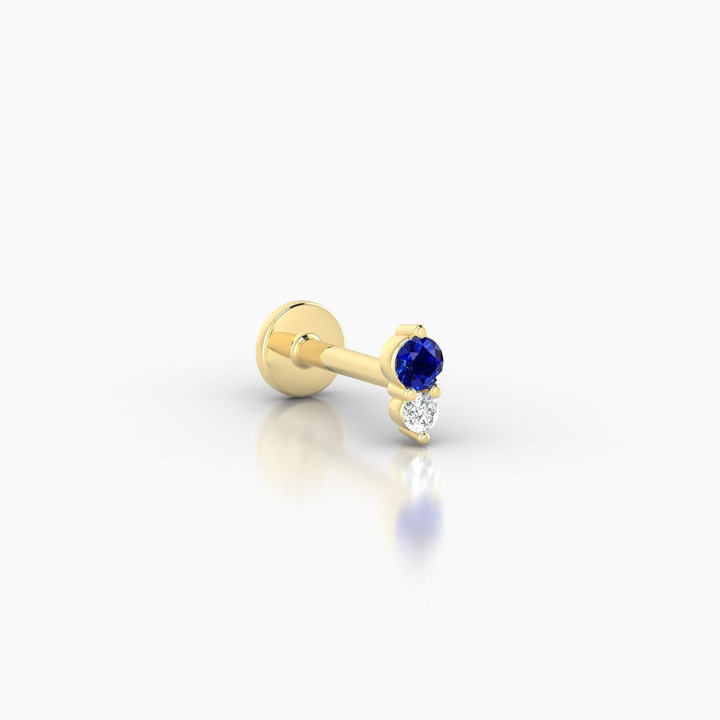 Laetitia | 18k Yellow Gold 6.5 mm 4.5 mm Sapphire & Diamond Nose Piercing