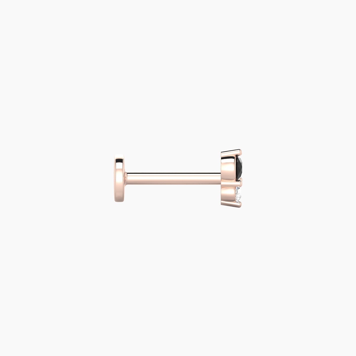 Laetitia | 18k Rose Gold 6.5 mm 4.5 mm Black Diamond & Diamond Nose Piercing