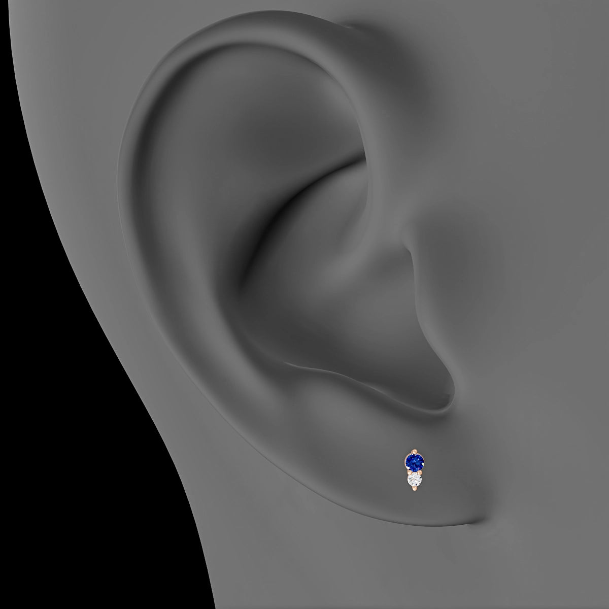 Laetitia | 18k Rose Gold 6.5 mm 4.5 mm Sapphire & Diamond Piercing
