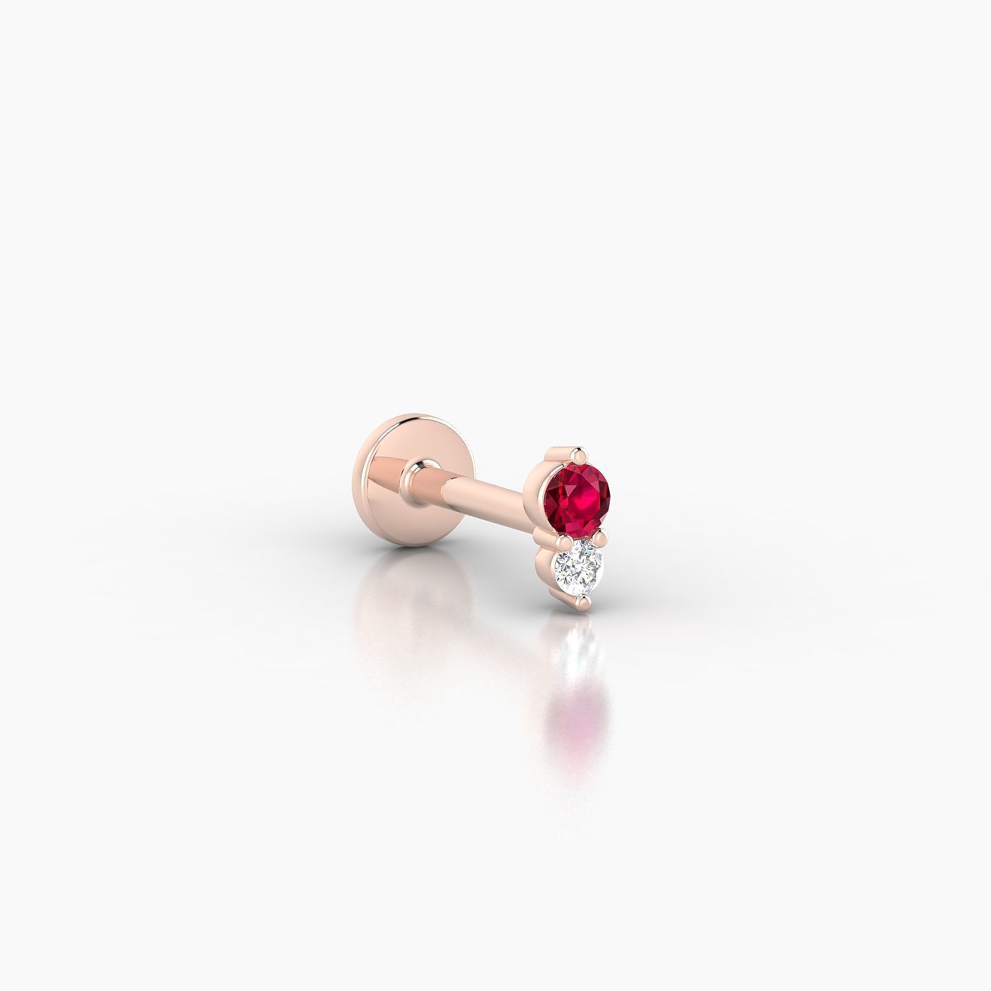 Laetitia | 18k Rose Gold 6.5 mm 4.5 mm Ruby & Diamond Piercing