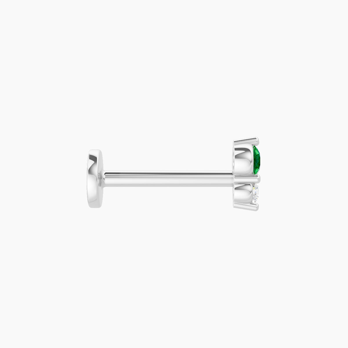 Laetitia | 18k White Gold 8 mm 4.5 mm Emerald & Diamond Nose Piercing