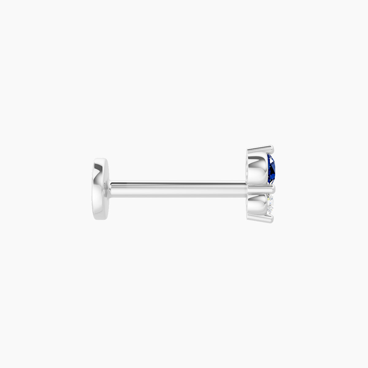 Laetitia | 18k White Gold 8 mm 4.5 mm Sapphire & Diamond Nose Piercing
