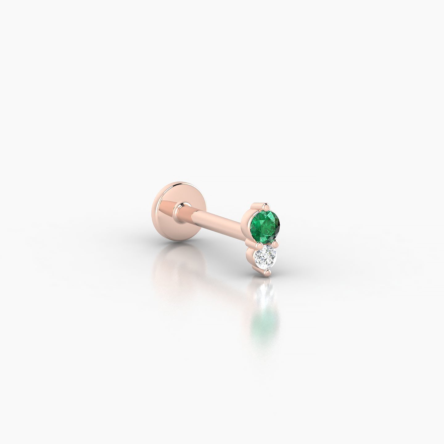 Laetitia | 18k Rose Gold 8 mm 4.5 mm Emerald & Diamond Nose Piercing