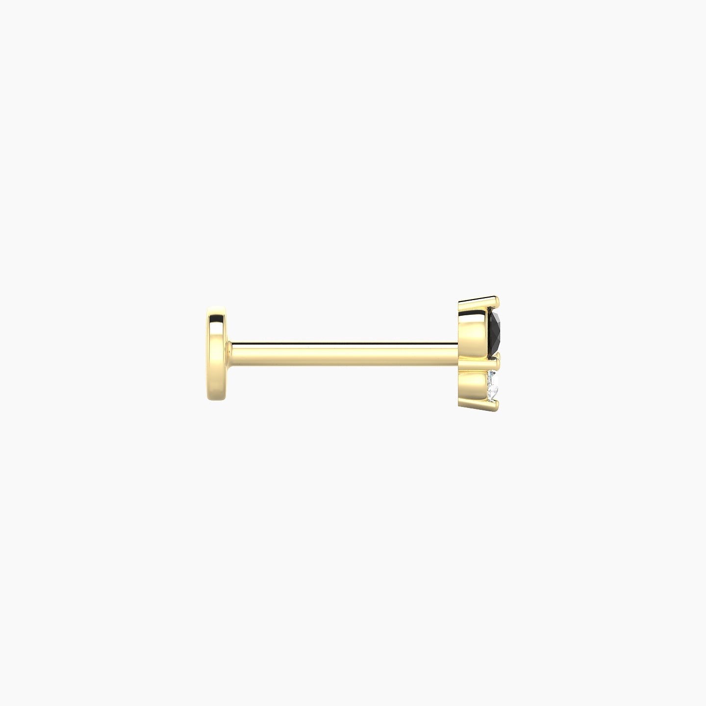 Laetitia | 18k Yellow Gold 8 mm 4.5 mm Black Diamond & Diamond Nose Piercing