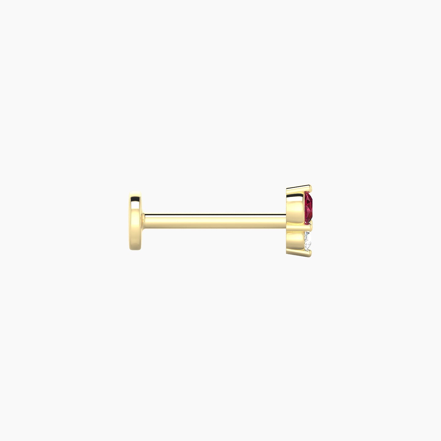 Laetitia | 18k Yellow Gold 8 mm 4.5 mm Ruby & Diamond Nose Piercing