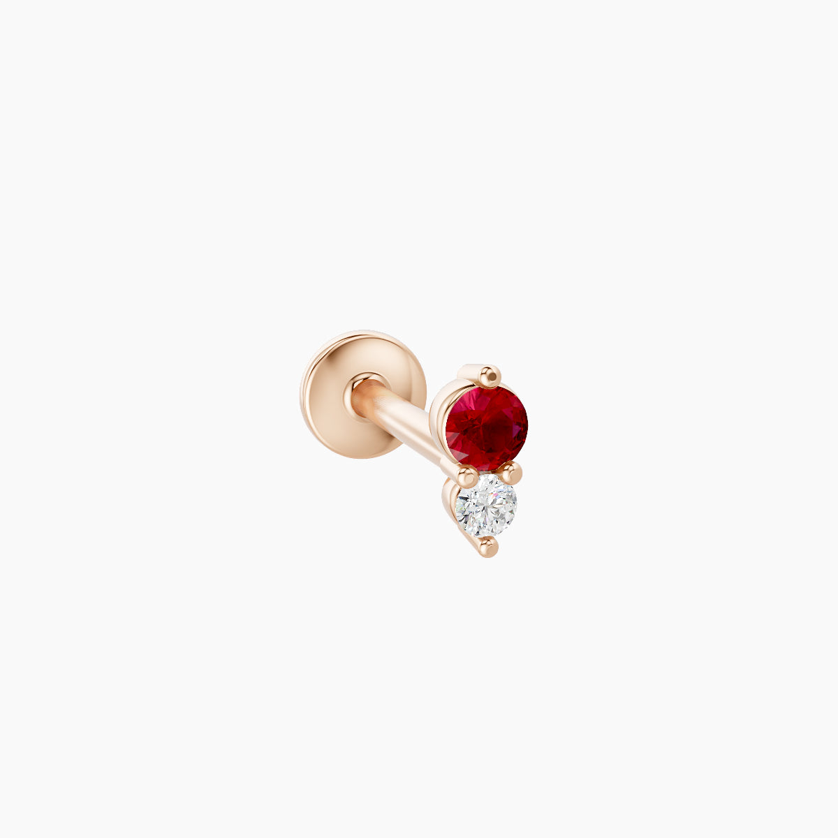 Laetitia | 18k Rose Gold 8 mm 4.5 mm Ruby & Diamond Piercing