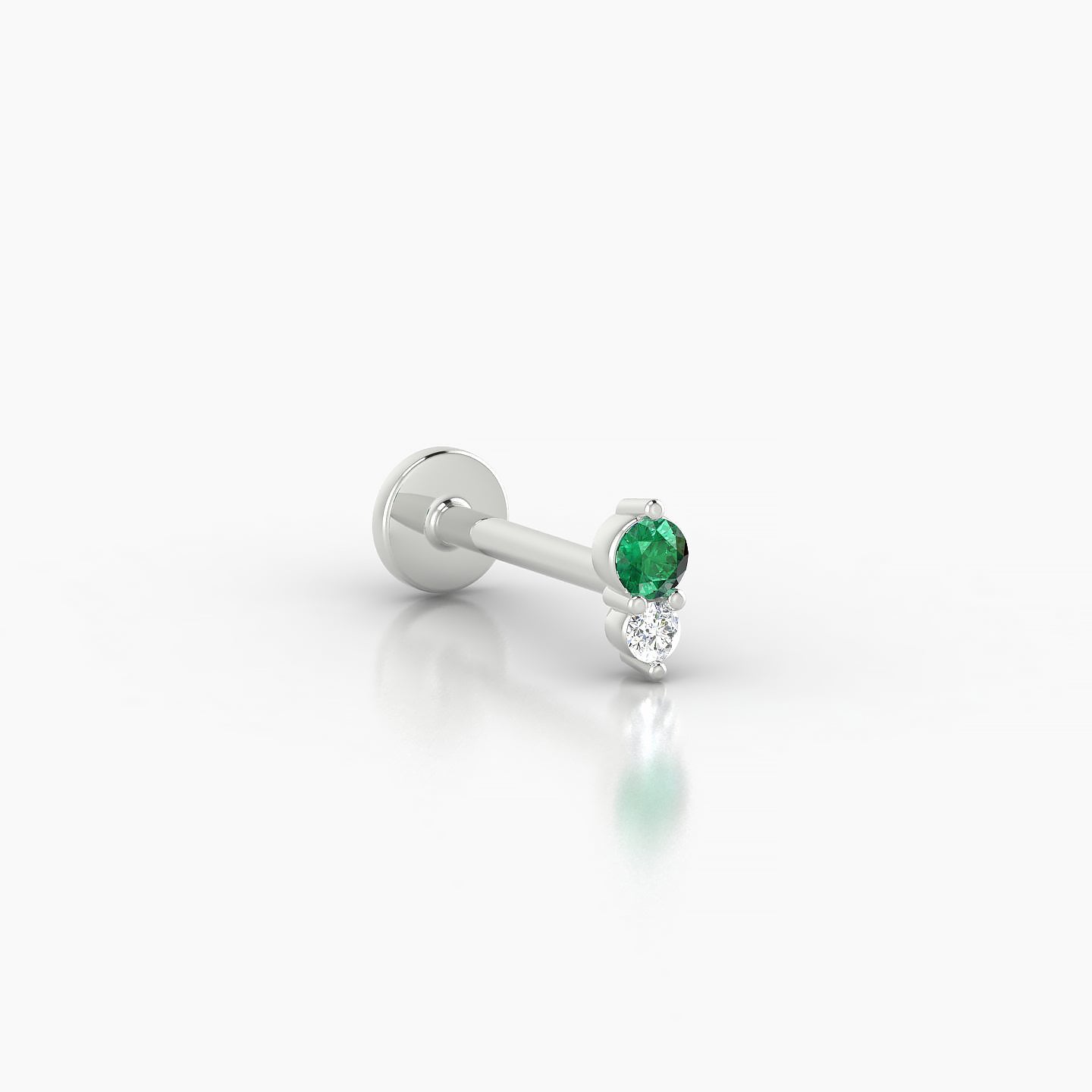 Laetitia | 18k White Gold 8 mm 4.5 mm Emerald & Diamond Piercing