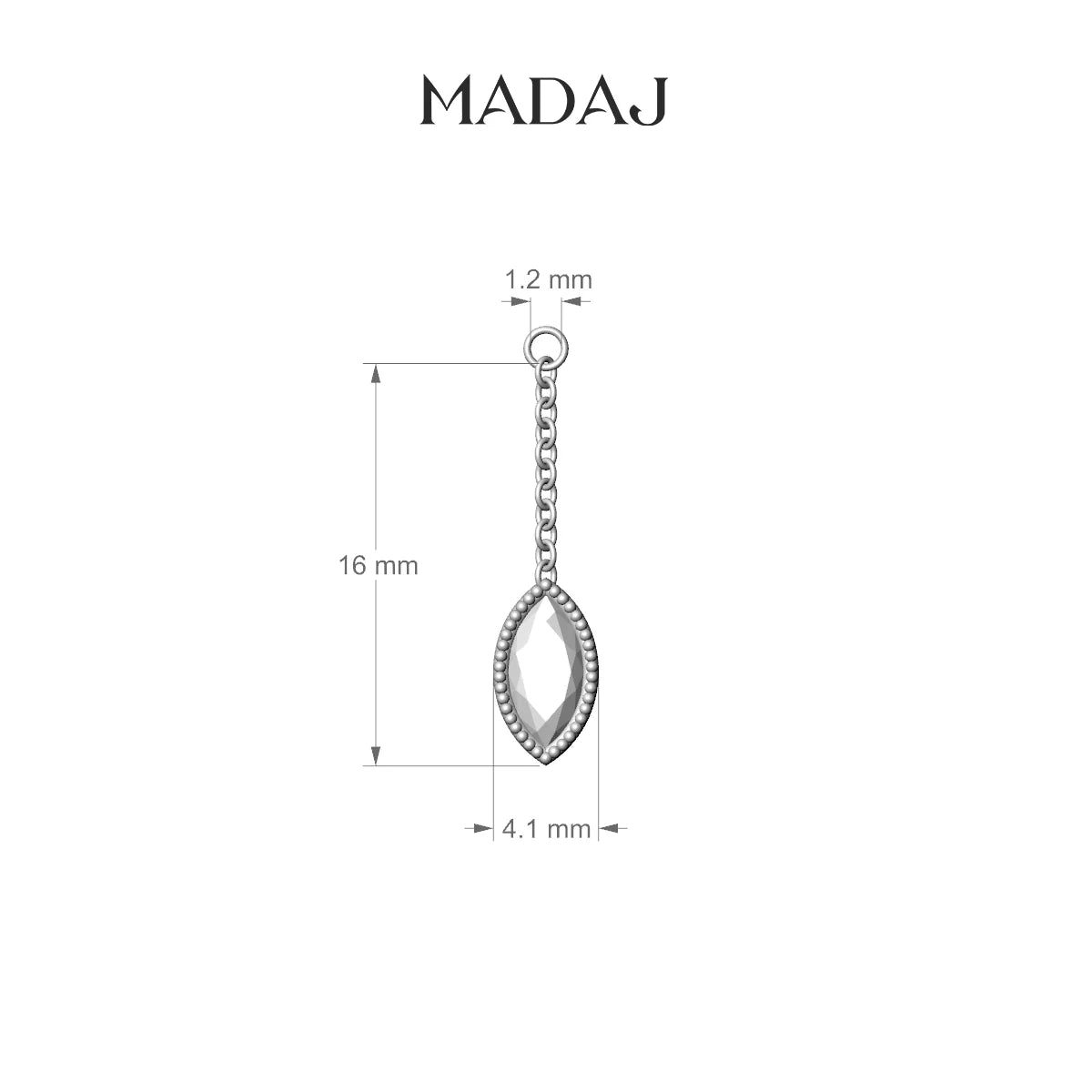 Lalita | 18k Yellow Gold 18 mm Marquise Diamond Chain Charm