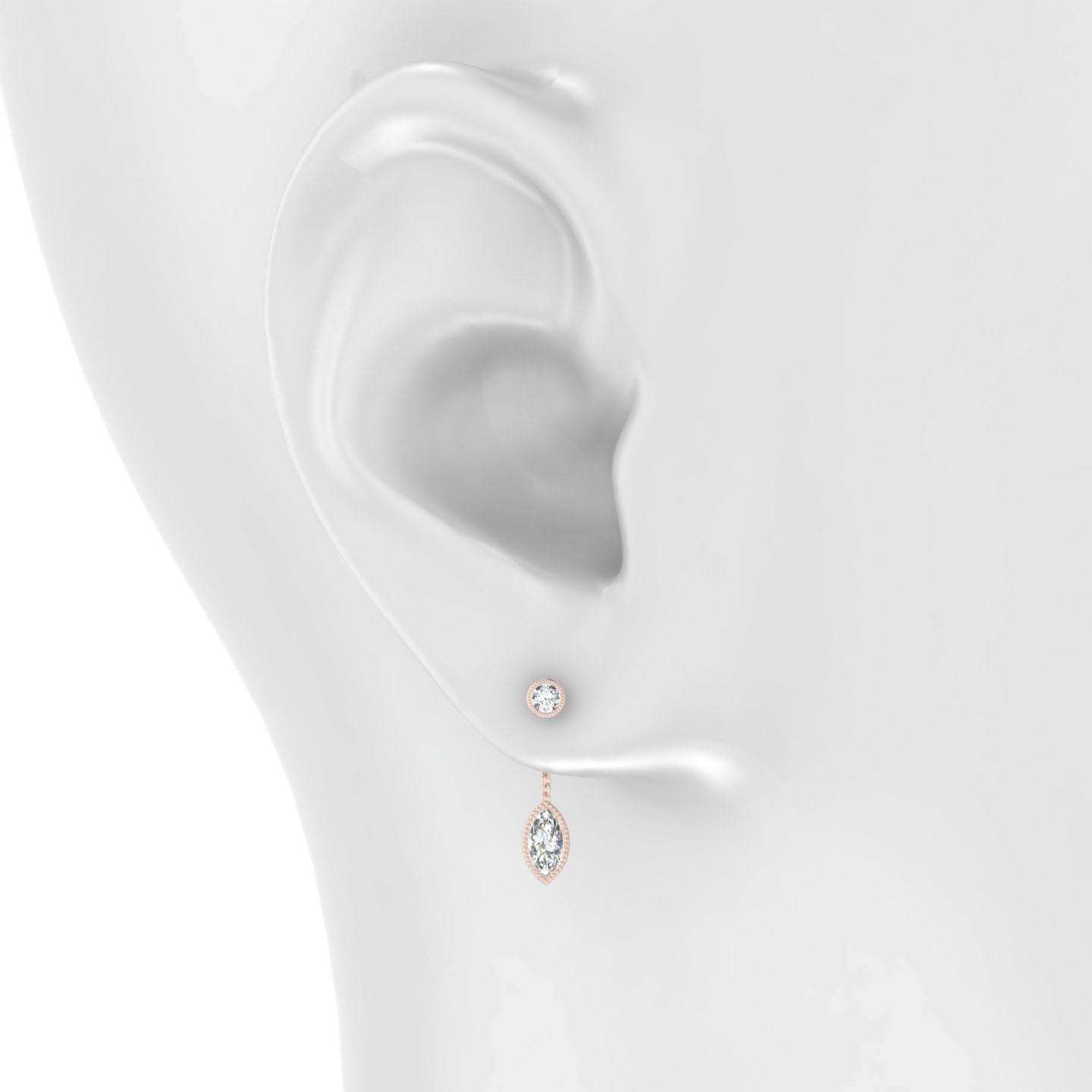 Lalita | 18k Rose Gold 18 mm Marquise Diamond Chain Charm