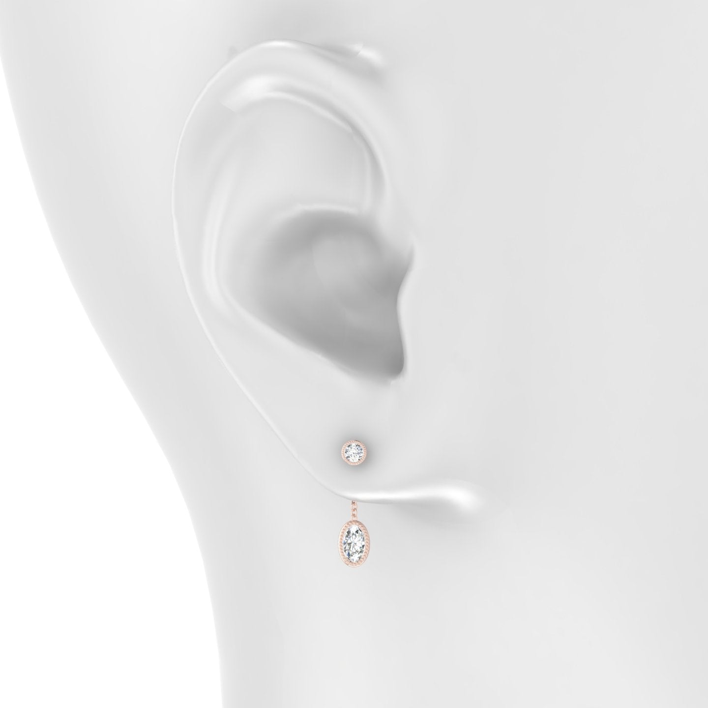 Lalita | 18k Rose Gold 18 mm Oval Diamond Chain Charm