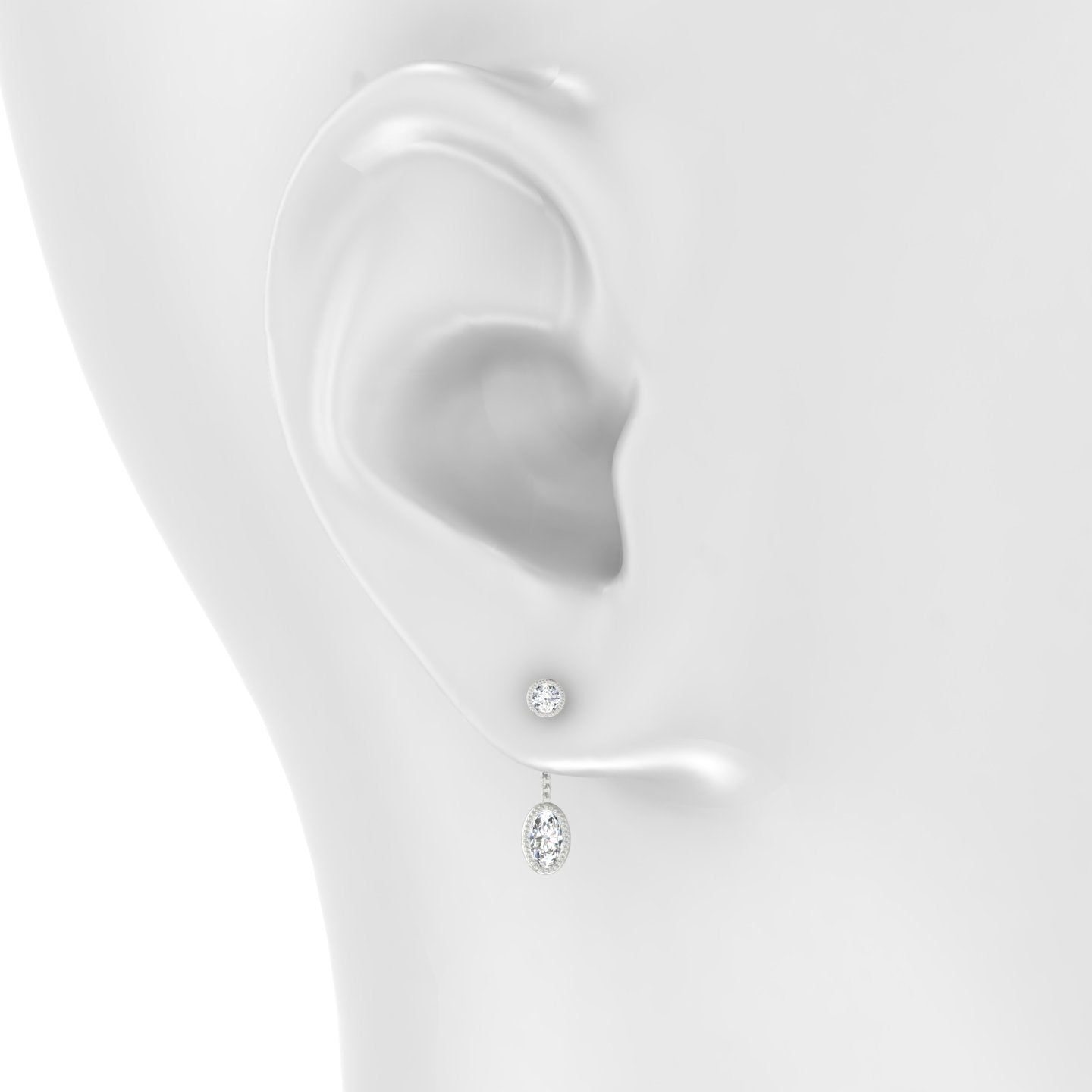 Lalita | 18k White Gold 18 mm Oval Diamond Chain Charm