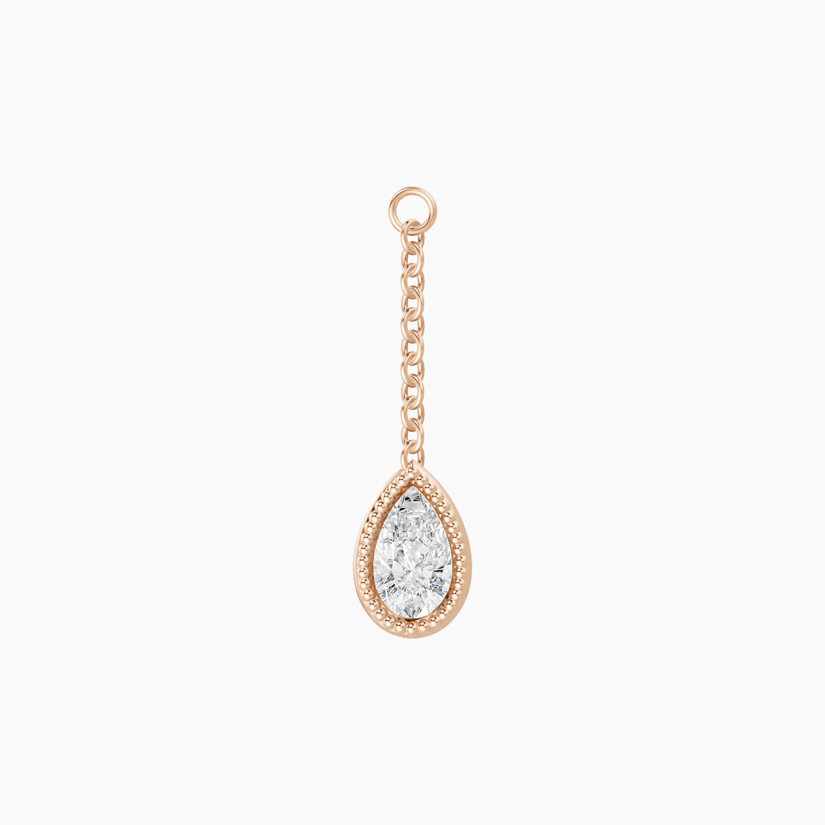 Lalita | 18k Rose Gold 18 mm Pear Diamond Chain Charm