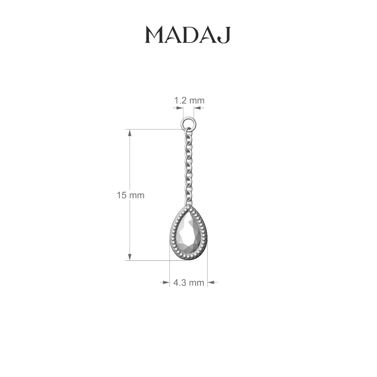 Lalita | 18k Rose Gold 15 mm Pear Diamond Chain Charm