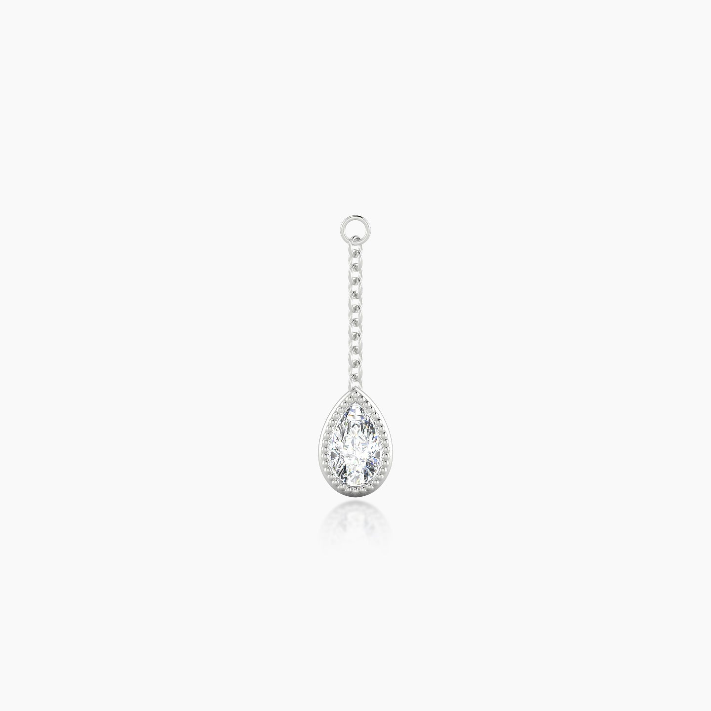 Lalita | 18k White Gold 18 mm Pear Diamond Chain Charm