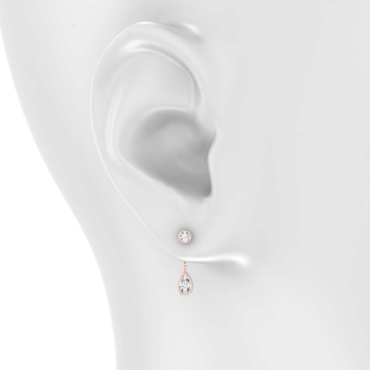 Lalita | 18k Rose Gold 18 mm Pear Diamond Chain Charm