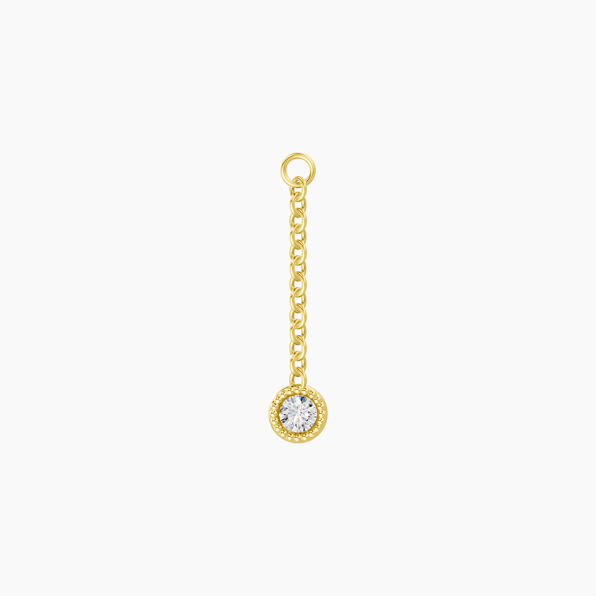 Lalita | 18k Yellow Gold 12 mm Round Diamond Chain Charm