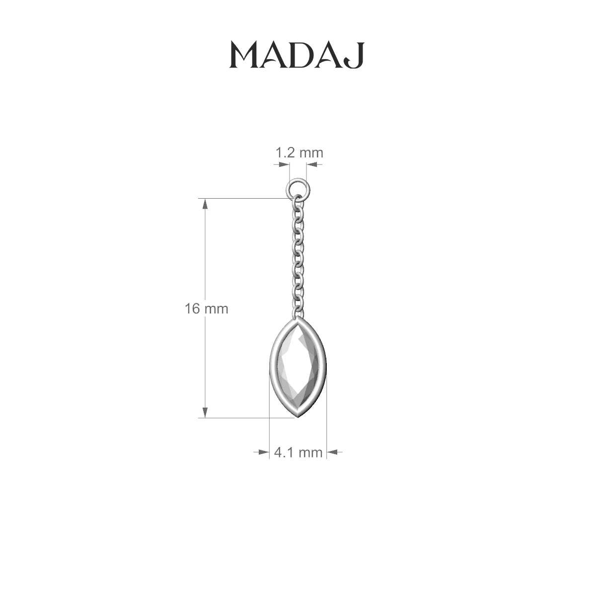Lara | 18k Yellow Gold 18 mm Marquise Diamond Chain Charm