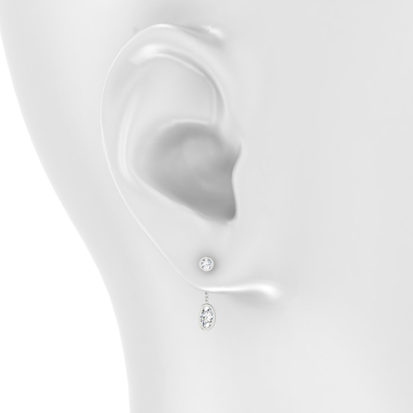 Lara | 18k White Gold 18 mm Oval Diamond Chain Charm