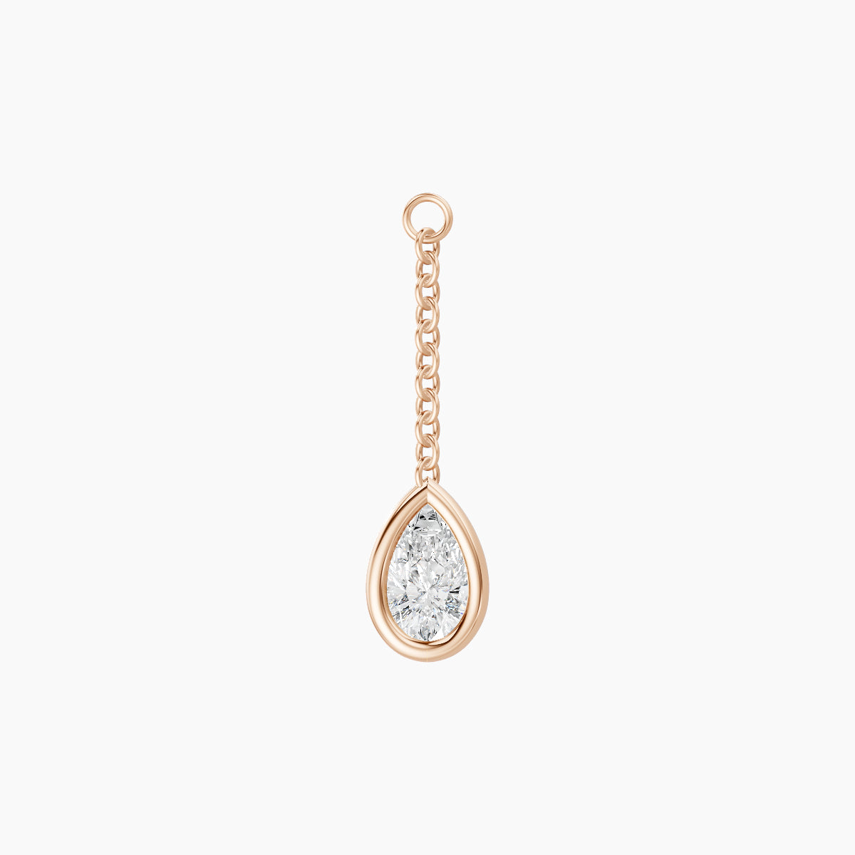 Lara | 18k Rose Gold 18 mm Pear Diamond Chain Charm