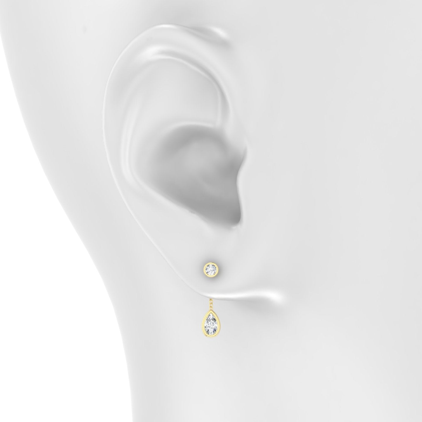 Lara | 18k Yellow Gold 18 mm Pear Diamond Chain Charm