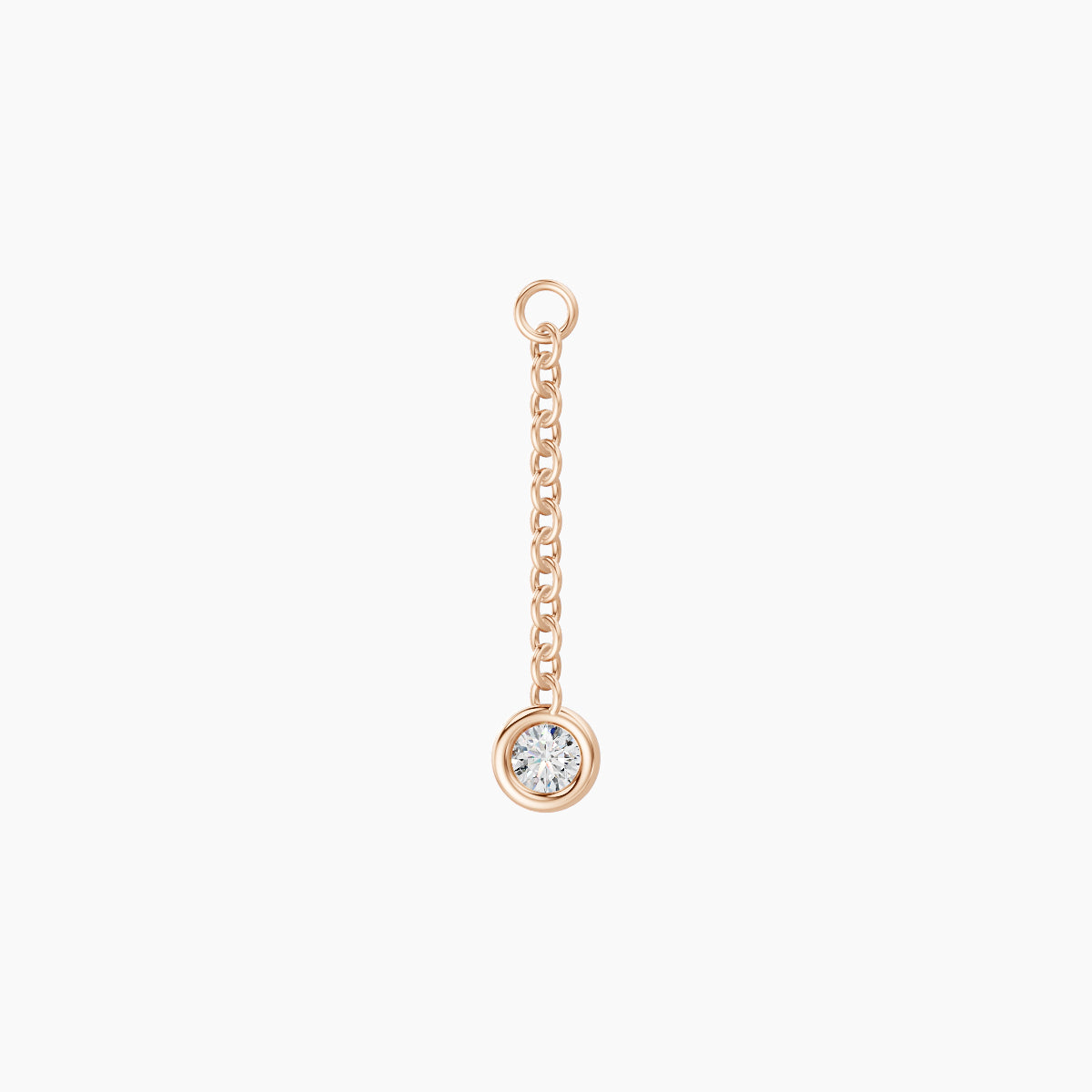 Lara | 18k Rose Gold 12 mm Round Diamond Chain Charm