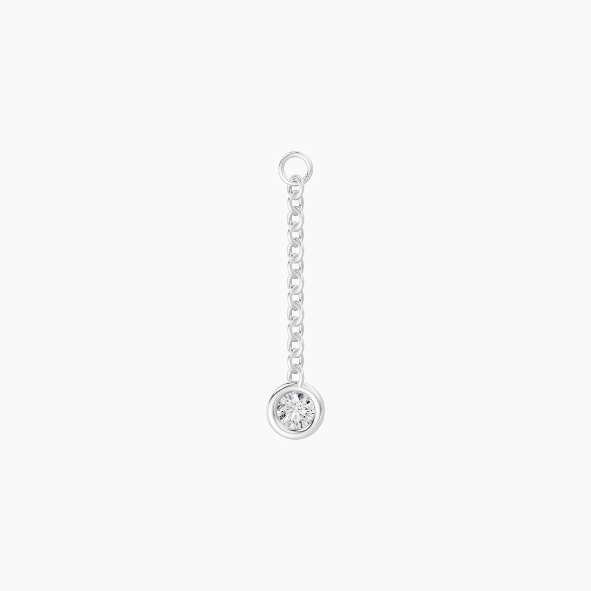 Lara | 18k White Gold 12 mm Round Diamond Chain Charm