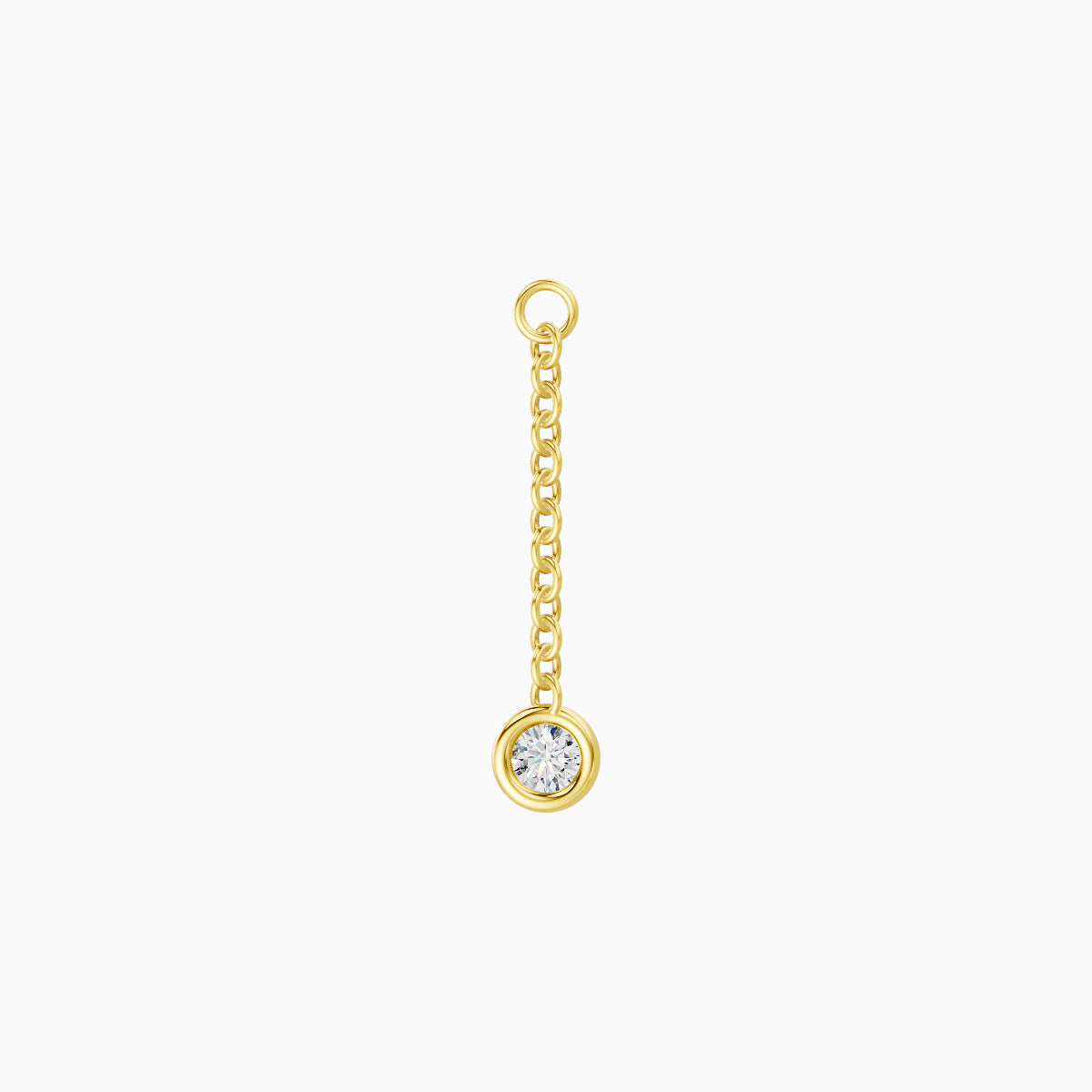 Lara | 18k Yellow Gold 12 mm Round Diamond Chain Charm