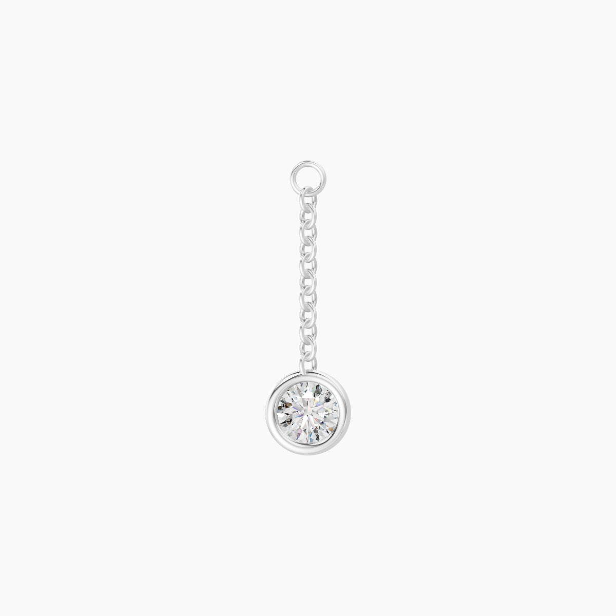 Lara | 18k White Gold 14 mm Round Diamond Chain Charm
