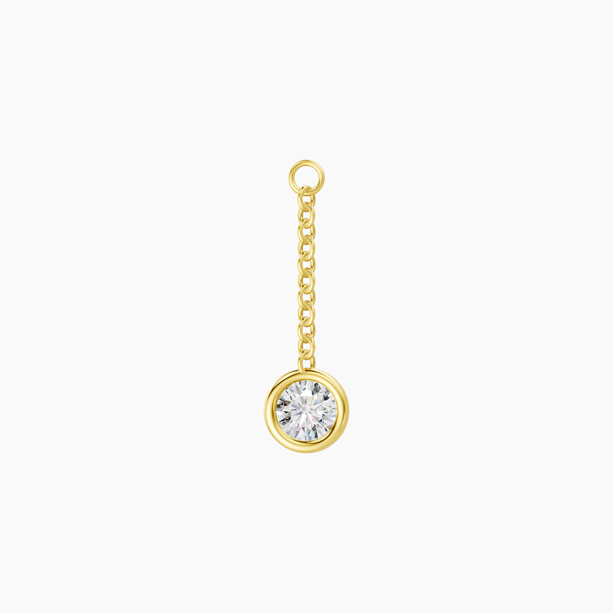 Lara | 18k Yellow Gold 14 mm Round Diamond Chain Charm