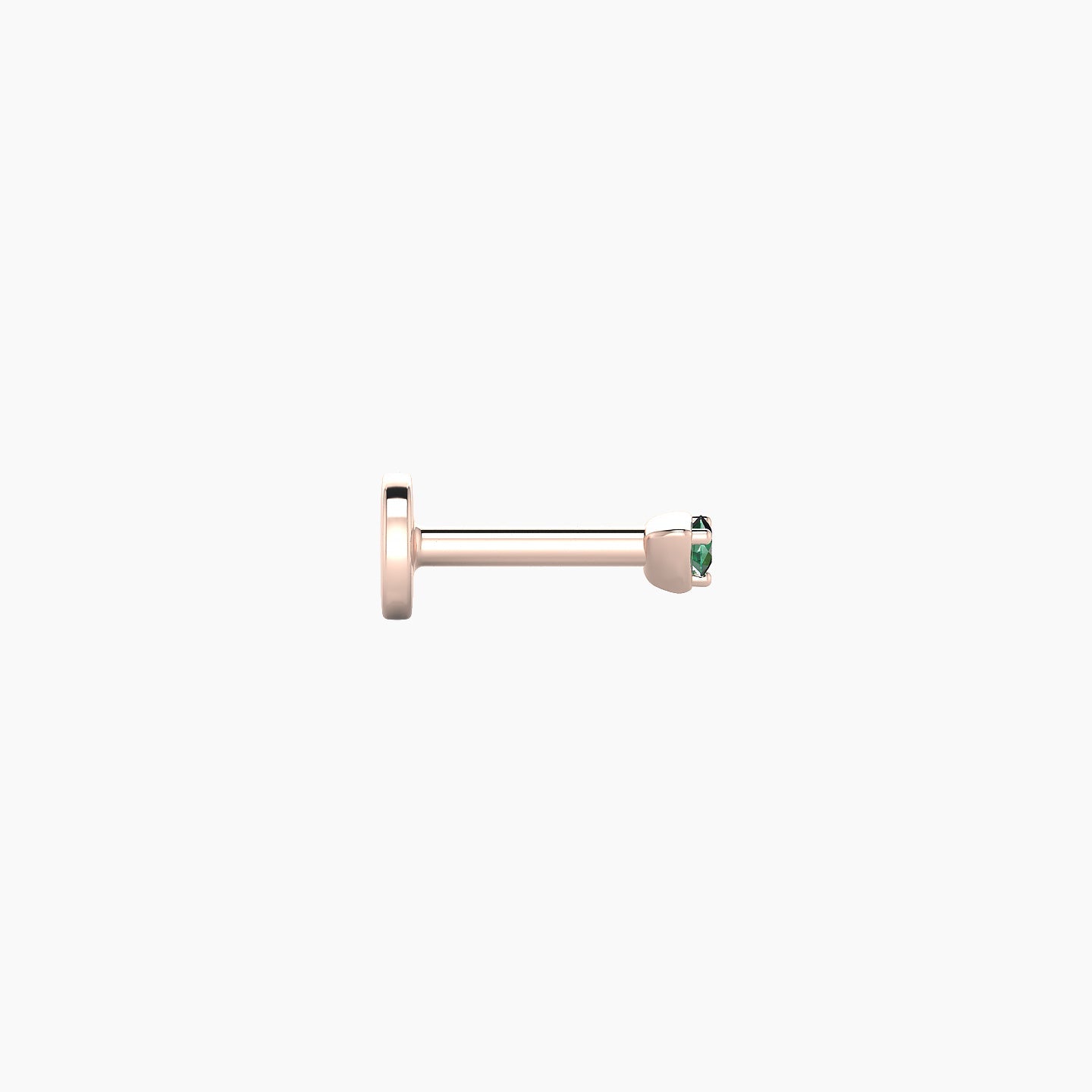 Leda | 18k Rose Gold 5 mm 2 mm Round Emerald Nose Piercing